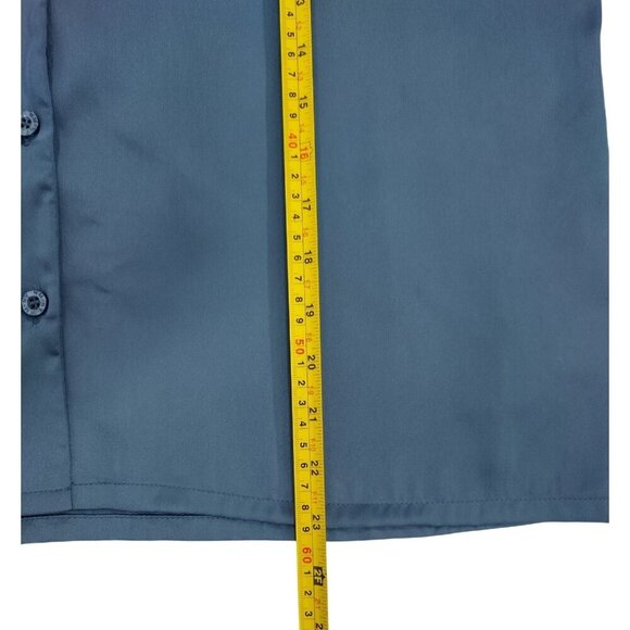 Nicole Miller New York Womens Button-Down Short-Sleeve Blouse L Blue. - Picture 6 of 6